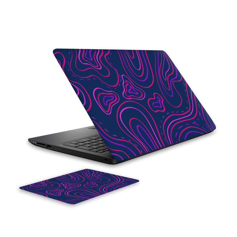 wavy-neon-purple-laptop-skin-and-mouse-pad-combo WrapCart India Main image