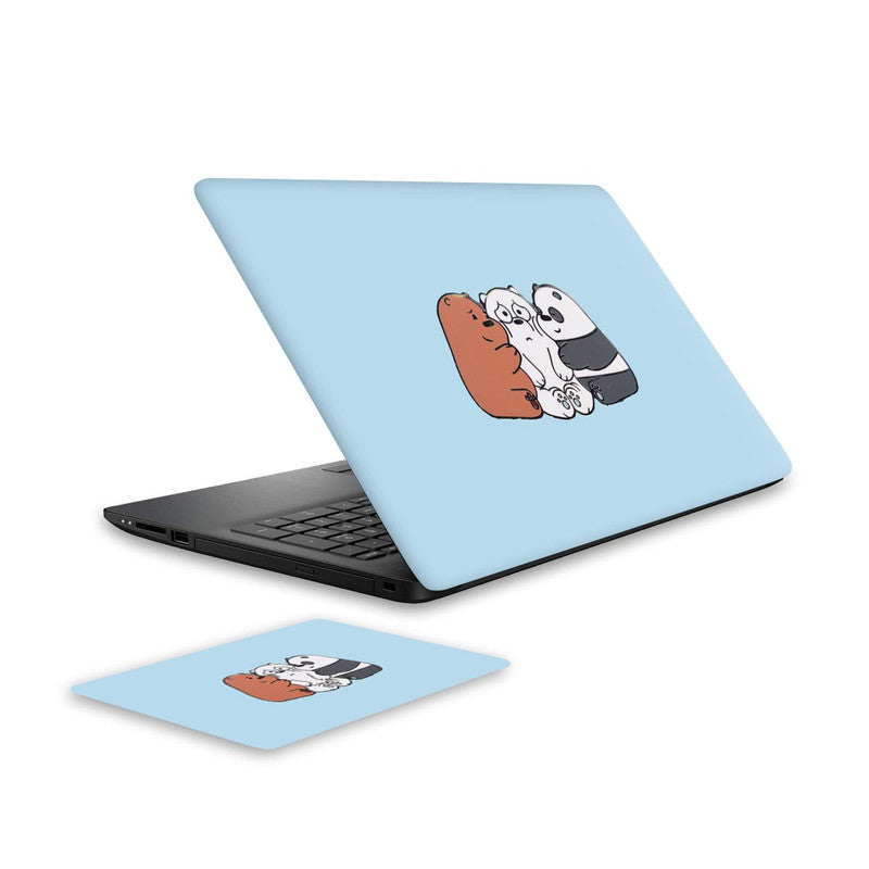 we-bare-bears-laptop-skin-and-mouse-pad-combo WrapCart India Main image
