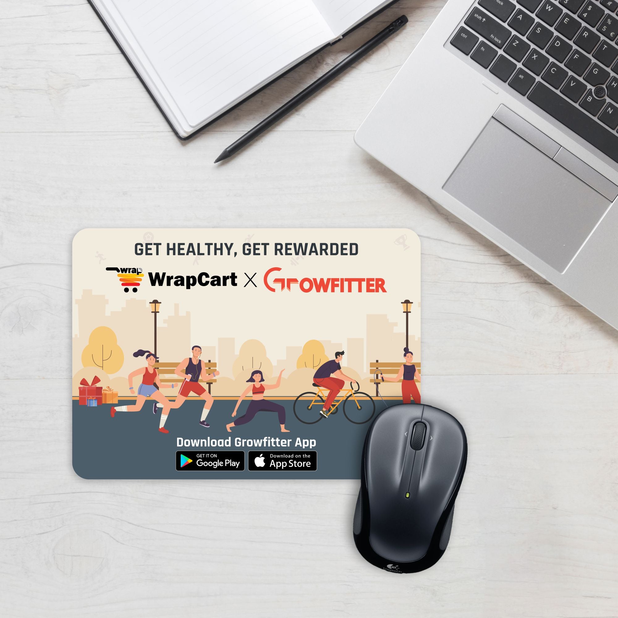 GROWFITTER X WRAPCART Premium Mouse Pad - Stay Healthy, Get Rewarded Secondary image