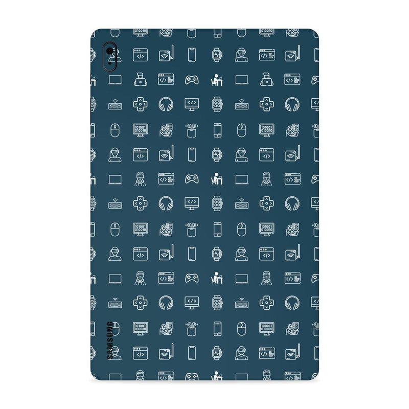 Tech Icons Dark Blue Tab Skin For Lenovo Tab M10