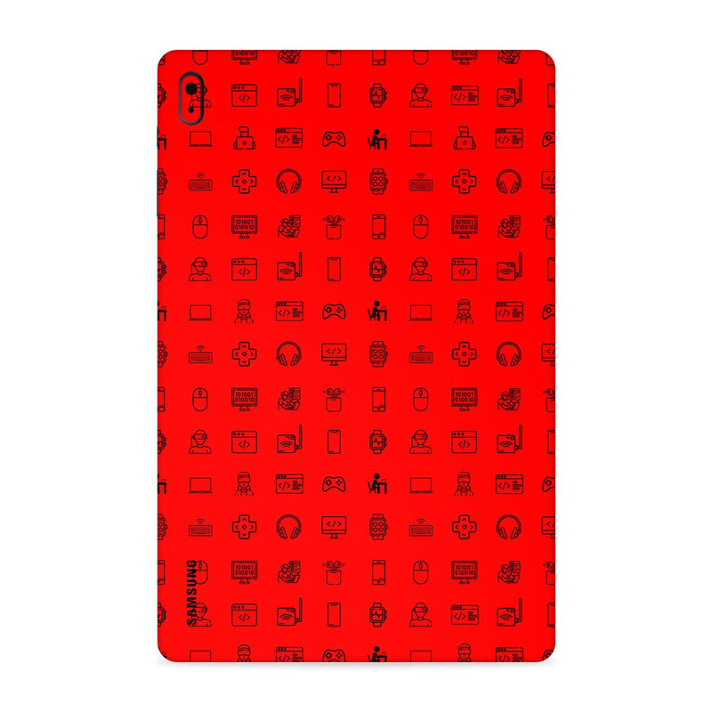 Tech Icons Red Tab Skin For Lenovo Tab M8