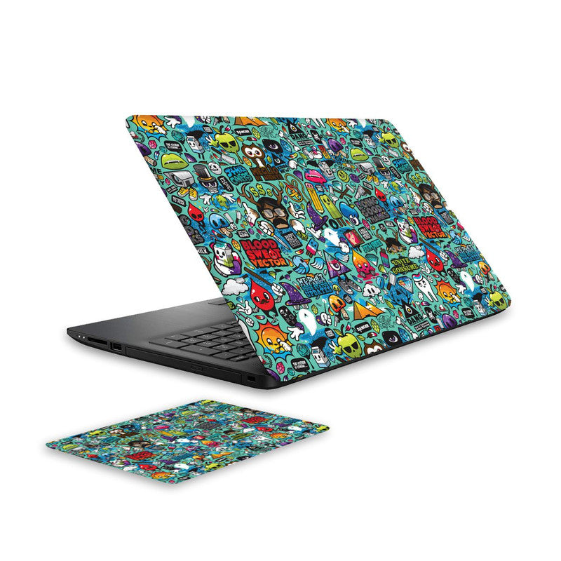 blue-abstract-laptop-skin-and-mouse-pad-combo WrapCart India Main image