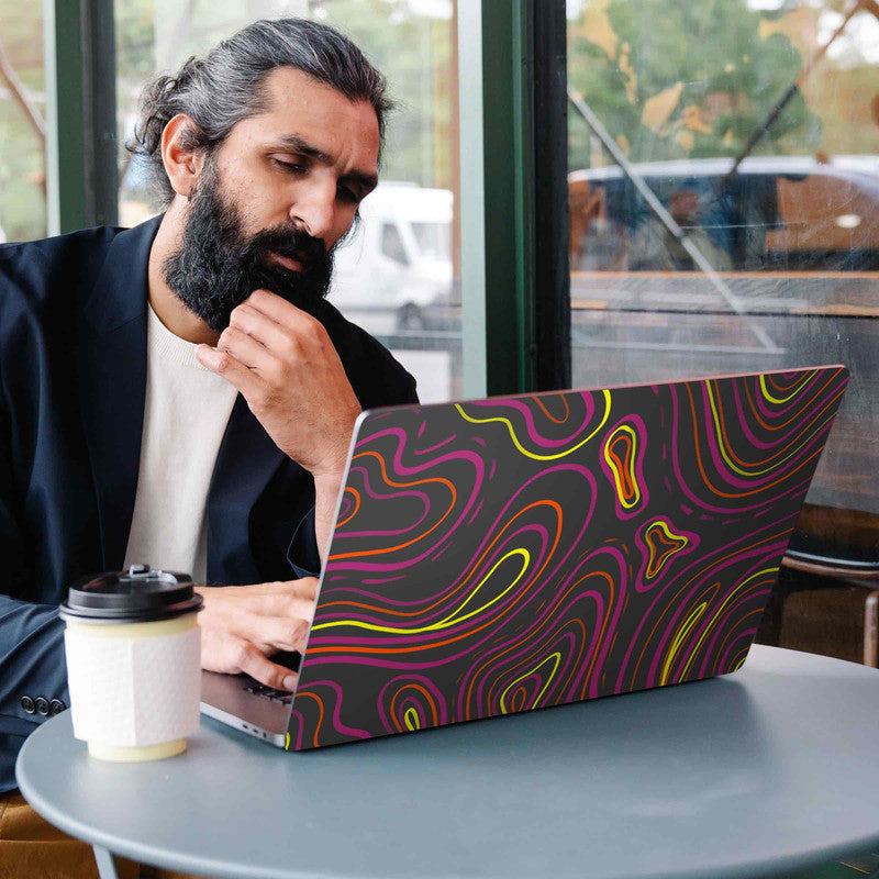 Wavy Neon Orange Laptop Skins Secondary image