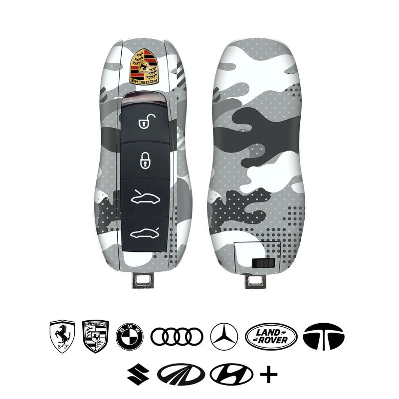 Military Grey Camo Car Key Skins Secondary image