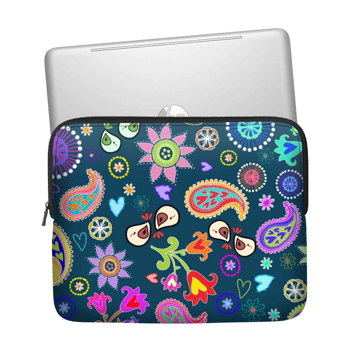 Navy Blue Floral Laptop Sleeve Main image