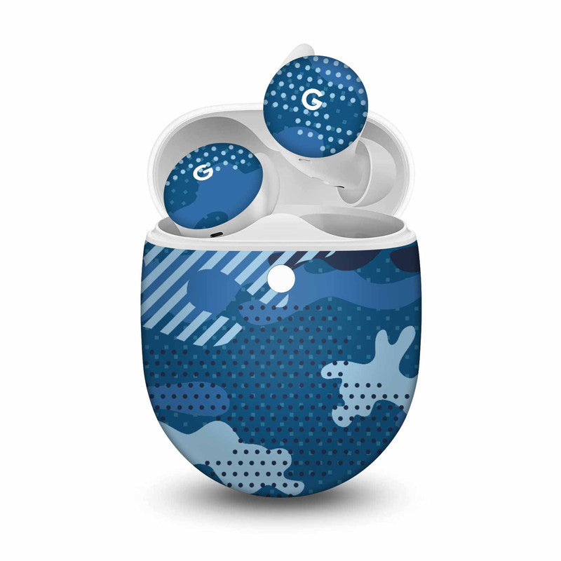Military Blue Camo Skin For Pixel Buds A-Series 