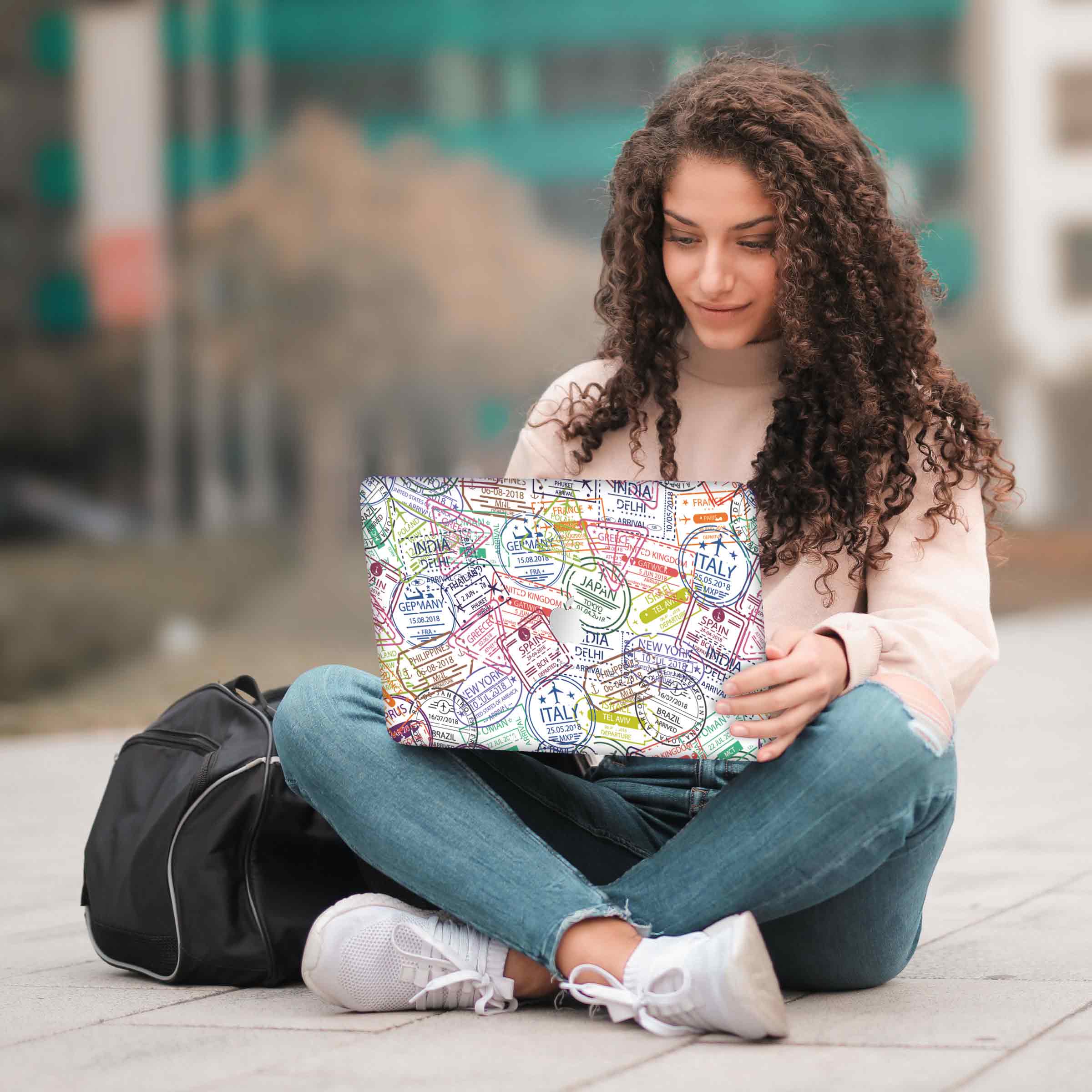 Macbook Travel Stamp Laptop Skins Secondary image