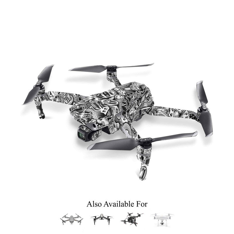 Grey Doodle Drone Skin