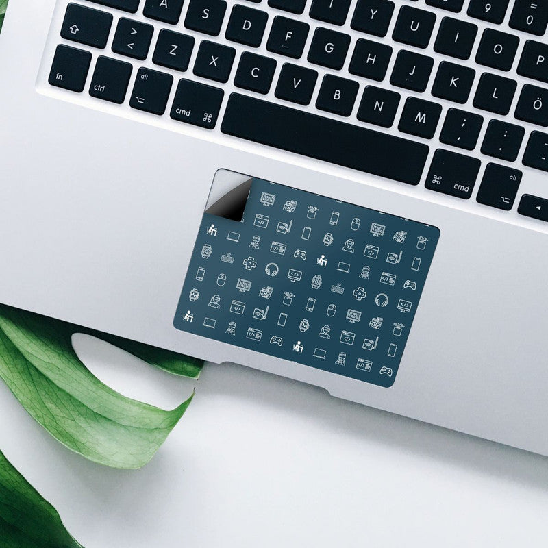 Tech Icons Blue TrackPad Skin