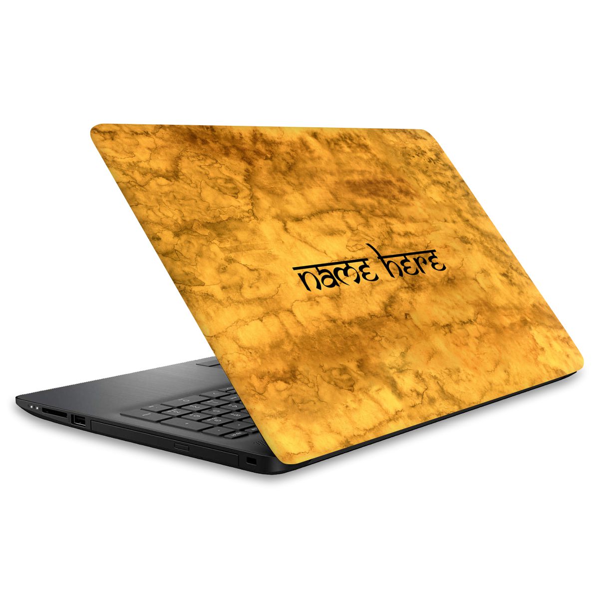 Yellow Waterpaint Laptop Skins - Custom Name Main image