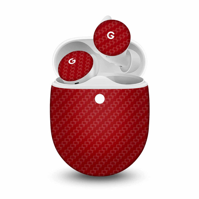 Red Carbon Skin For Pixel Buds A-Series 