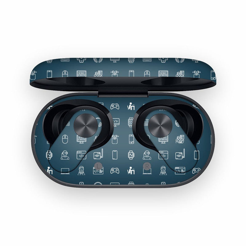 Tech Icons Blue OnePlus Nord Buds 2 Skin Main image