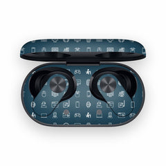 Tech Icons Blue OnePlus Nord Buds 2 Skin