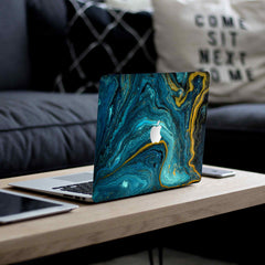 MacBook Blue Gold Marble 2 Laptop Skin