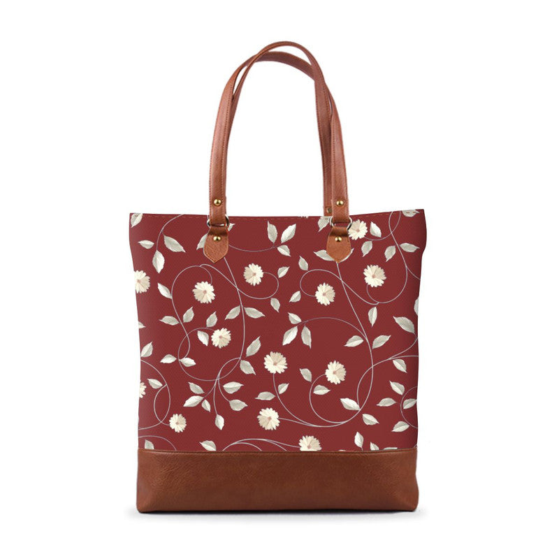 Maroon Floral Tall Tote Bag Main image