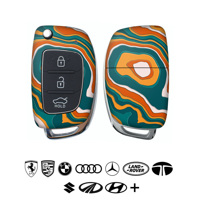 Kar Key Color Colourful Curvature Green Curve Car Key Skins – WrapCart Skins
