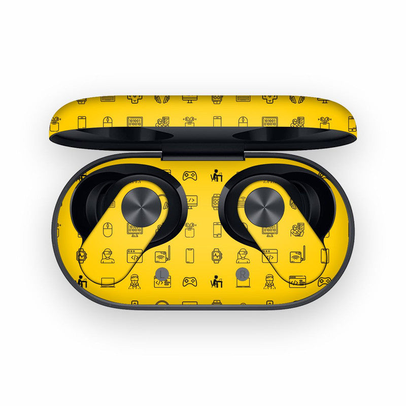 Tech Icons Yellow OnePlus Nord Buds 2 Skin Main image