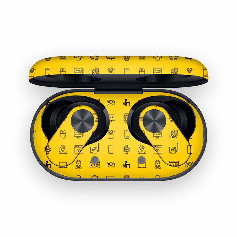 Tech Icons Yellow OnePlus Nord Buds 2 Skin