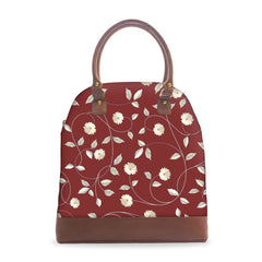 Maroon Floral Deluxe Tote Bag