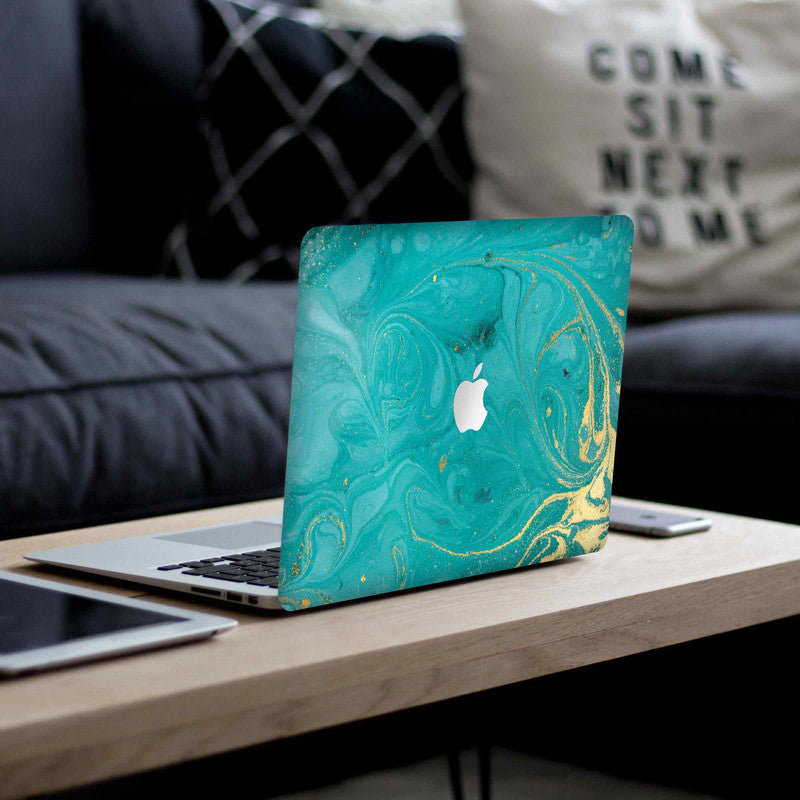 MacBook Green Gold Marble Laptop Skin Secondary image