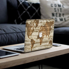 MacBook Wood Map 2 Laptop Skin