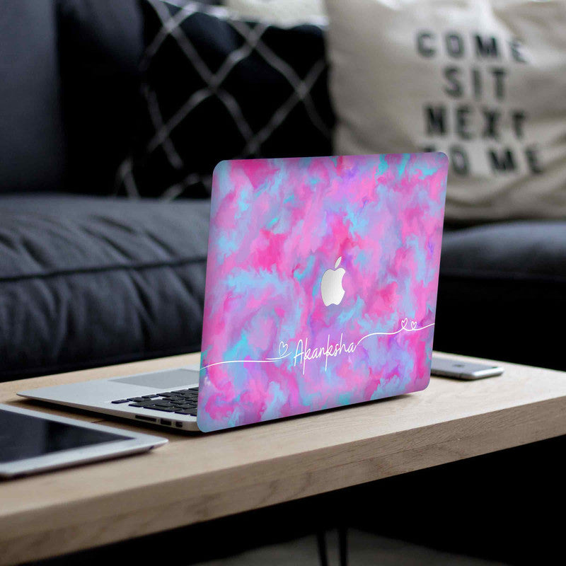 MacBook Pink Paint Laptop Skin - Custom Name Secondary image