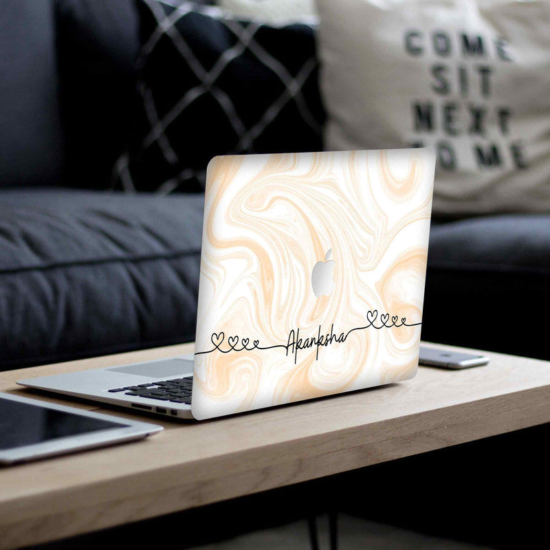 MacBook Liquid Peach Laptop Skin - Custom Name Secondary image