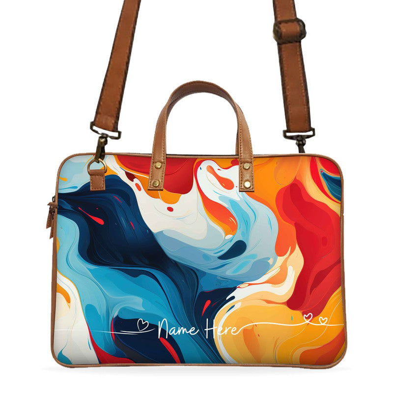 Fluid Waves Custom Name Deluxe Laptop Bag Main image
