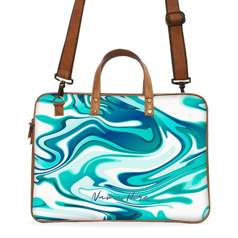 Green Coral Custom Name Deluxe Laptop Bag Main image