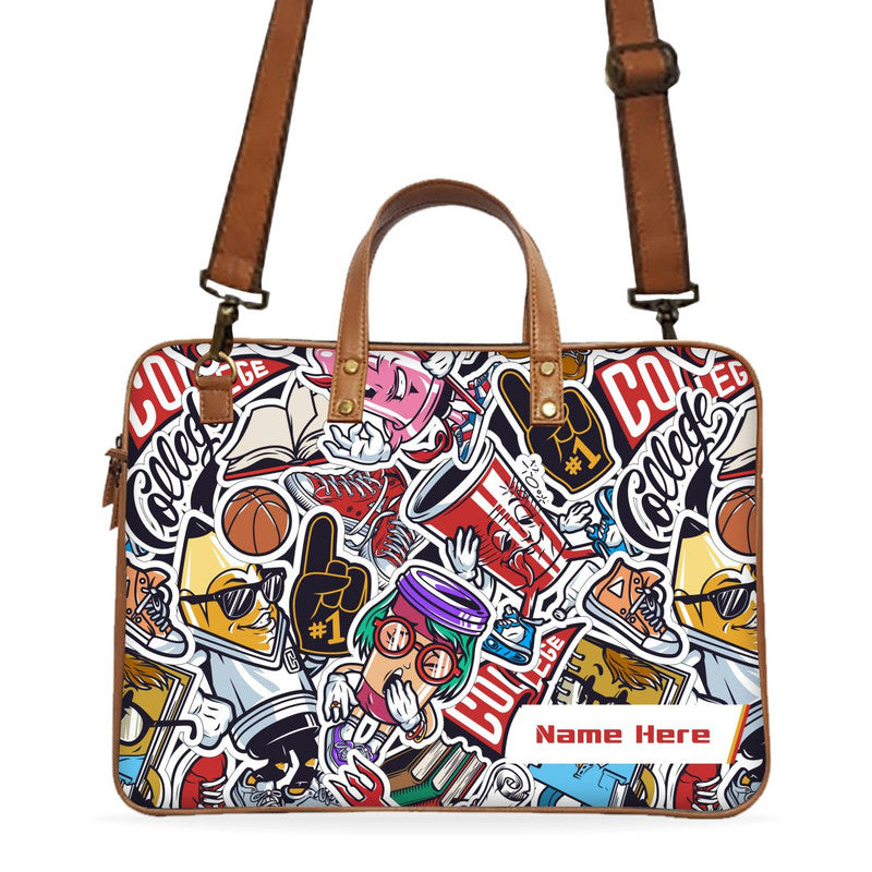 Cartoon Art Custom Name Deluxe Laptop Bag Main image