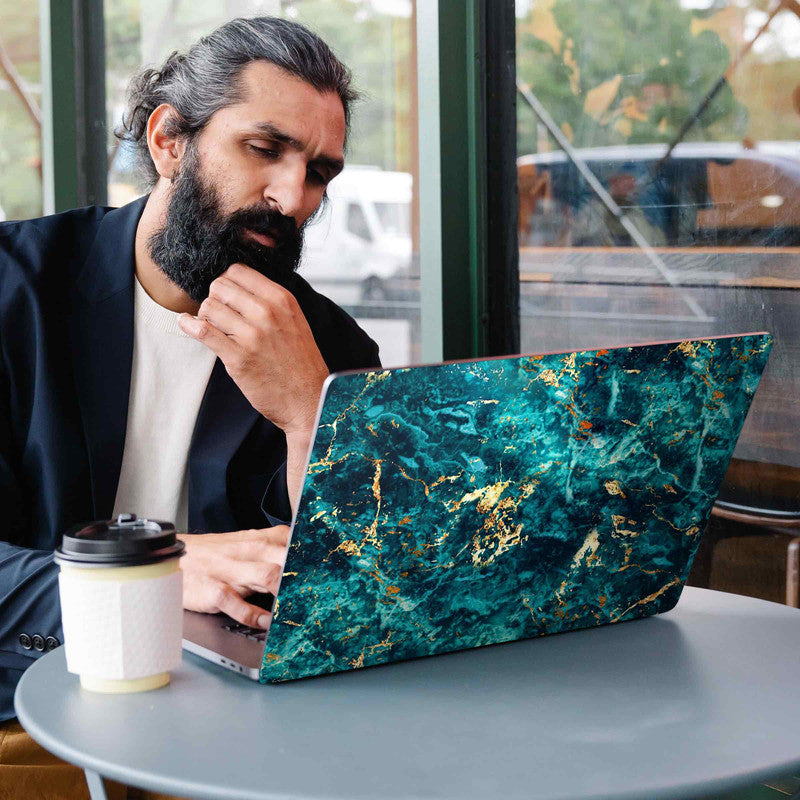 Blue Gold Marble Laptop Skin Secondary image