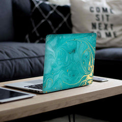 Green Gold Marble Laptop Skin