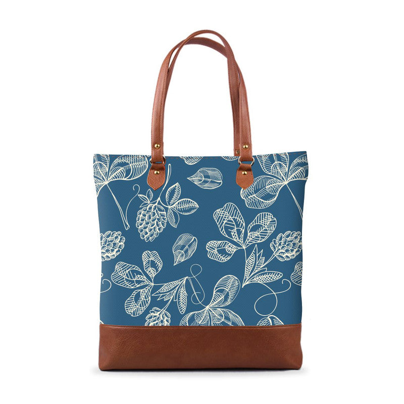 Seamless Blue Floral Tall Tote Bag