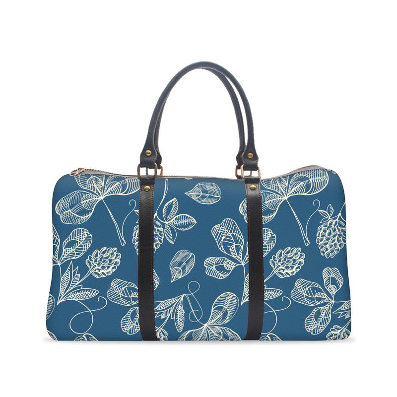 Seamless Blue Floral Duffle Bag