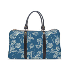 Seamless Blue Floral Duffle Bag