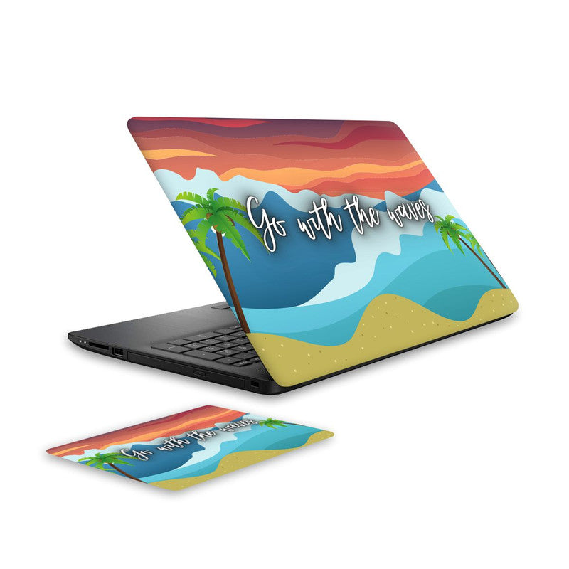 go-with-the-waves-laptop-skin-and-mouse-pad-combo WrapCart India Main image