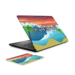 go-with-the-waves-laptop-skin-and-mouse-pad-combo WrapCart India