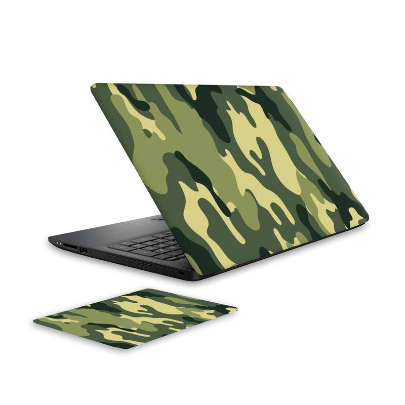 green-camouflage-laptop-skin-and-mouse-pad-combo WrapCart India