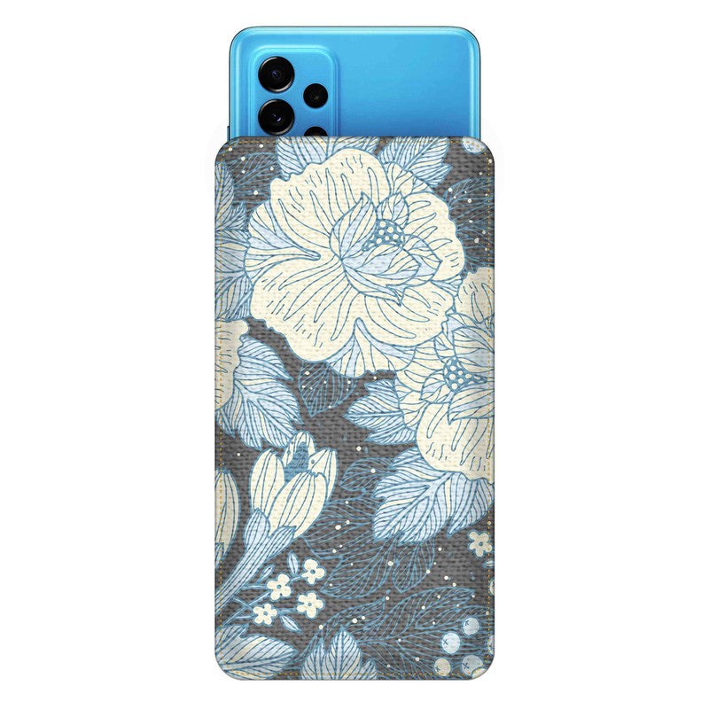 Grey Floral Mobile Pouch