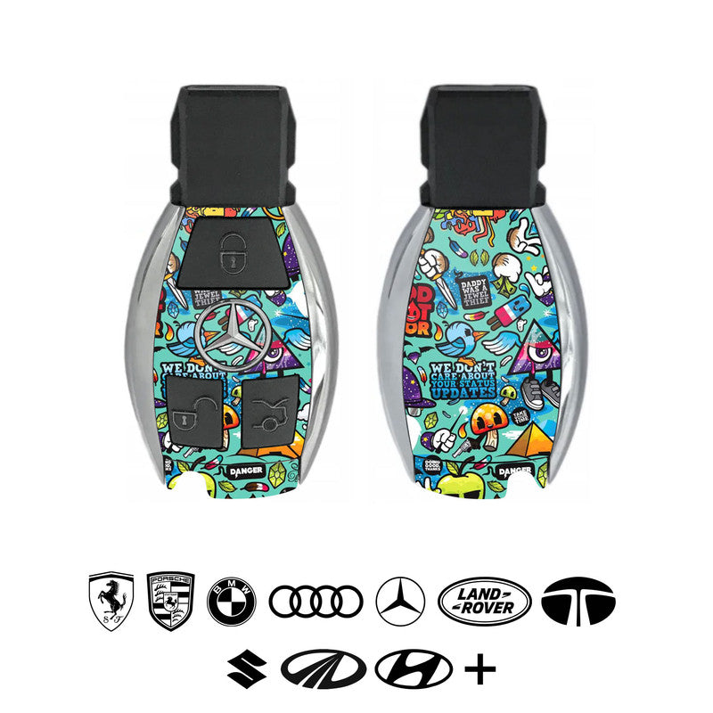 Blue Abstract Car Key Skins Secondary image