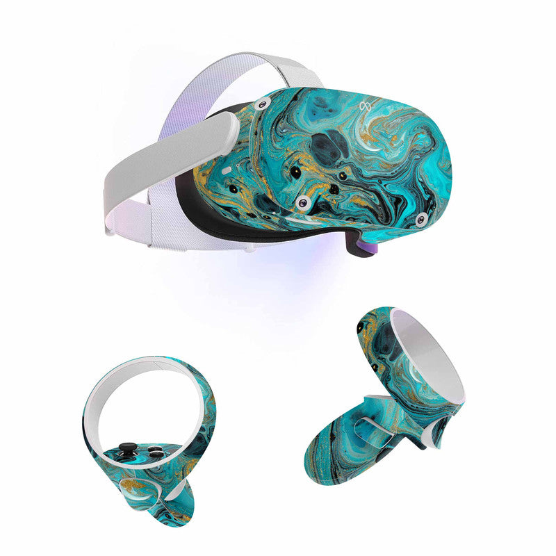 Blue Gold Skin For Meta Oculus Quest 3 VR Main image