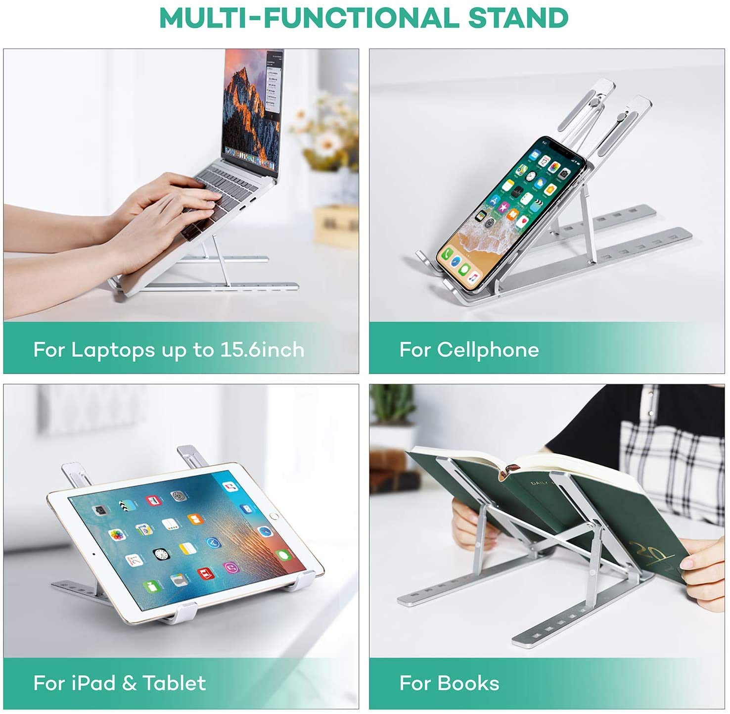 6 Angles Adjustable Aluminum Ergonomic Foldable Portable Laptop Riser ...
