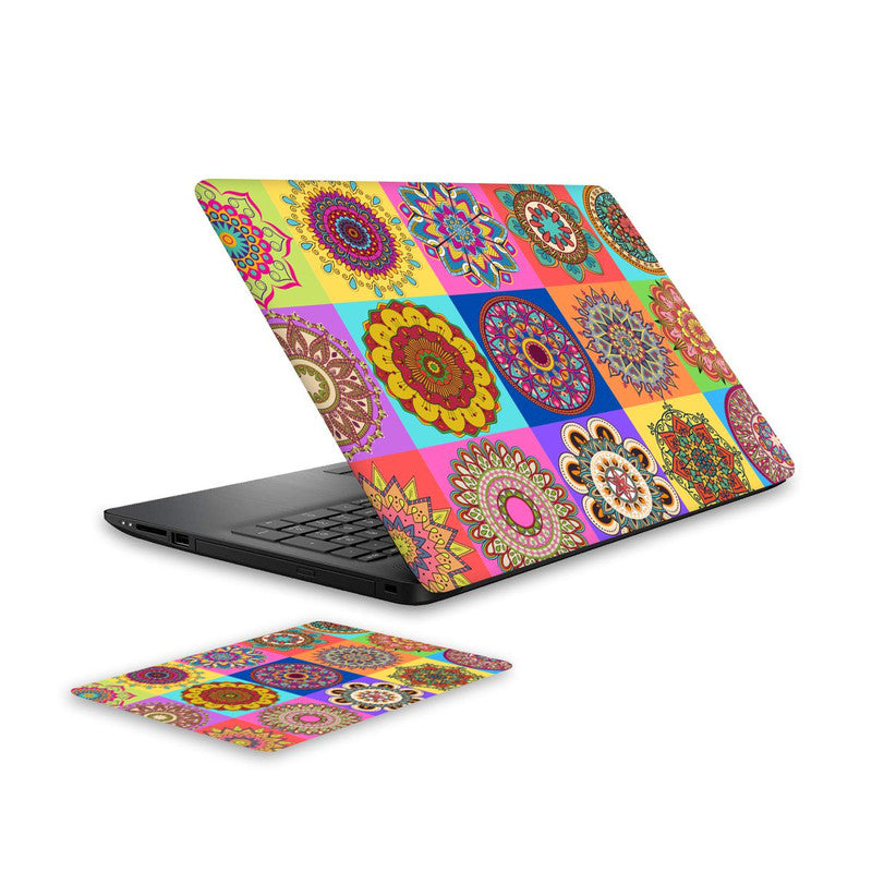 mandala-mesh-laptop-skin-and-mouse-pad-combo WrapCart India Main image