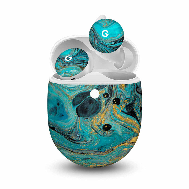 Blue Gold Skin For Pixel Buds A-Series 