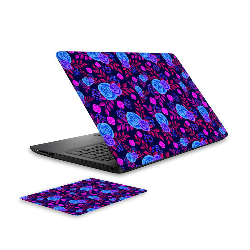 neon-roses-laptop-skin-and-mouse-pad-combo WrapCart India