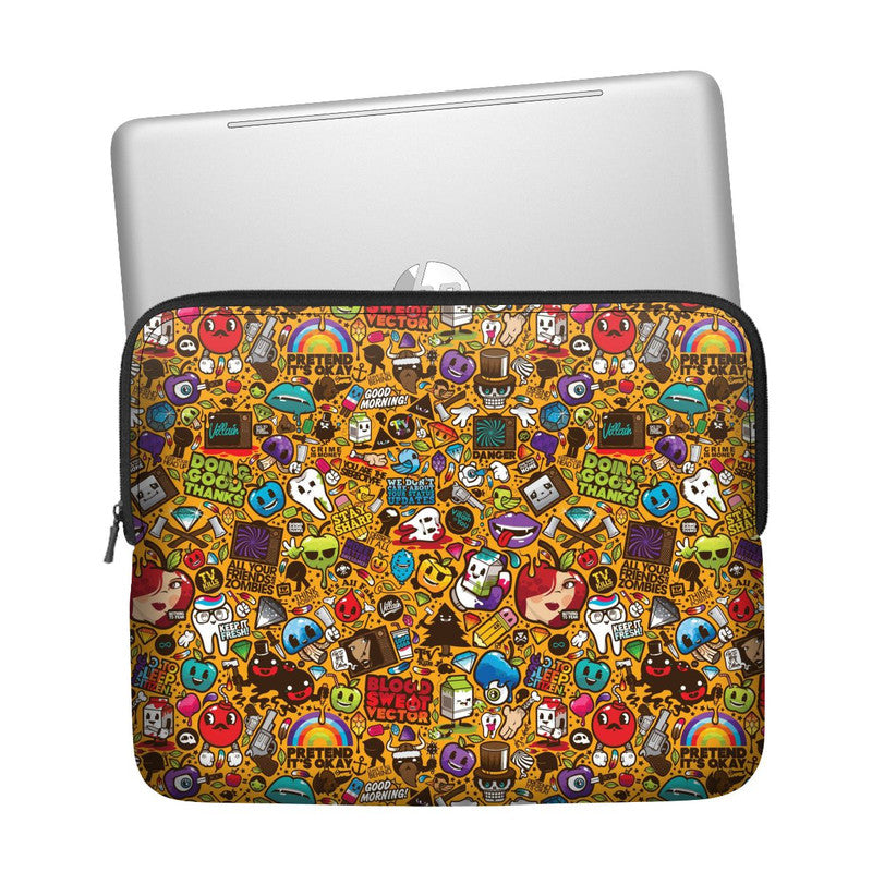 Olive Yellow Abstract Laptop Sleeve Main image