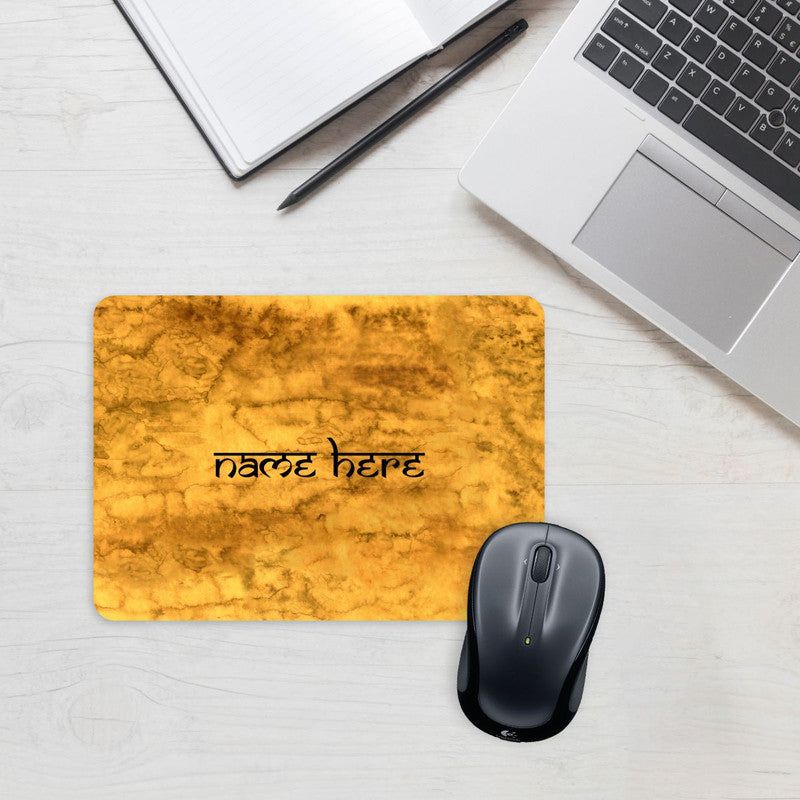 Yellow Waterpaint Mouse Pad - Custom Name Secondary image