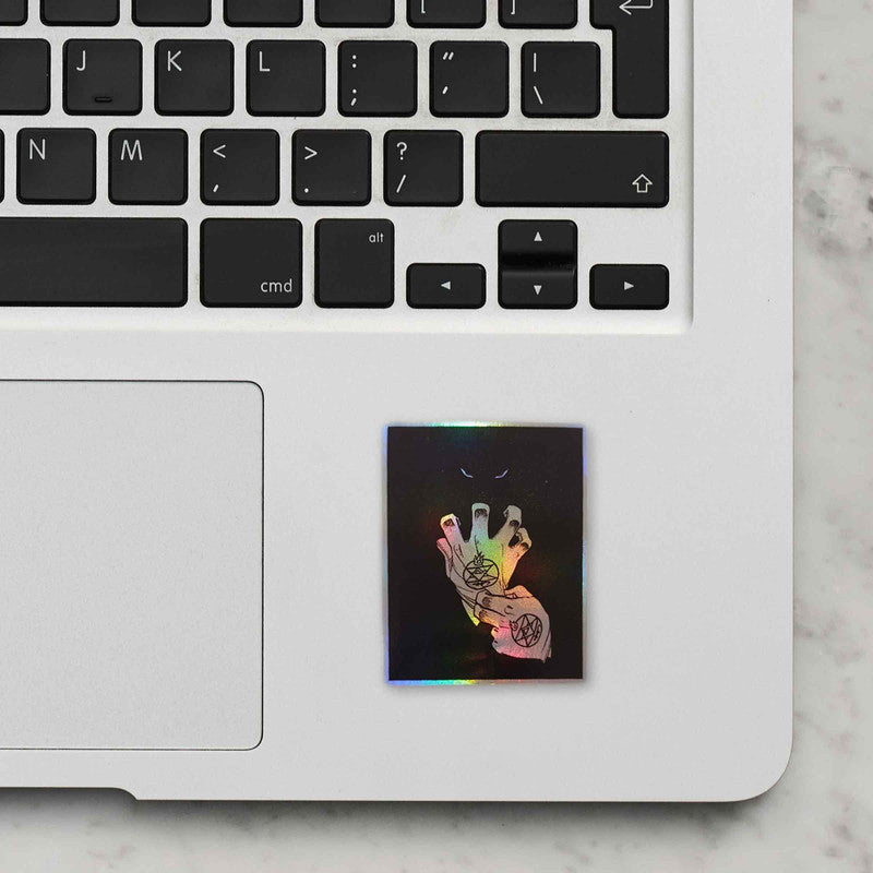 Alchemist Hand Holographic Laptop Sticker Secondary image