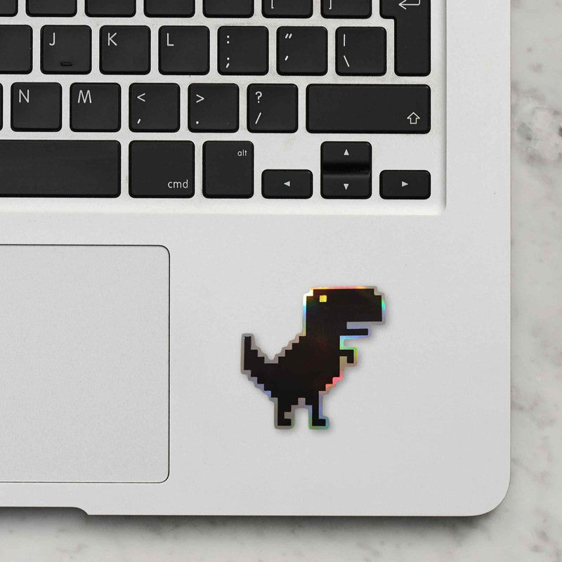 Pixel Dino Holographic Laptop Sticker Secondary image