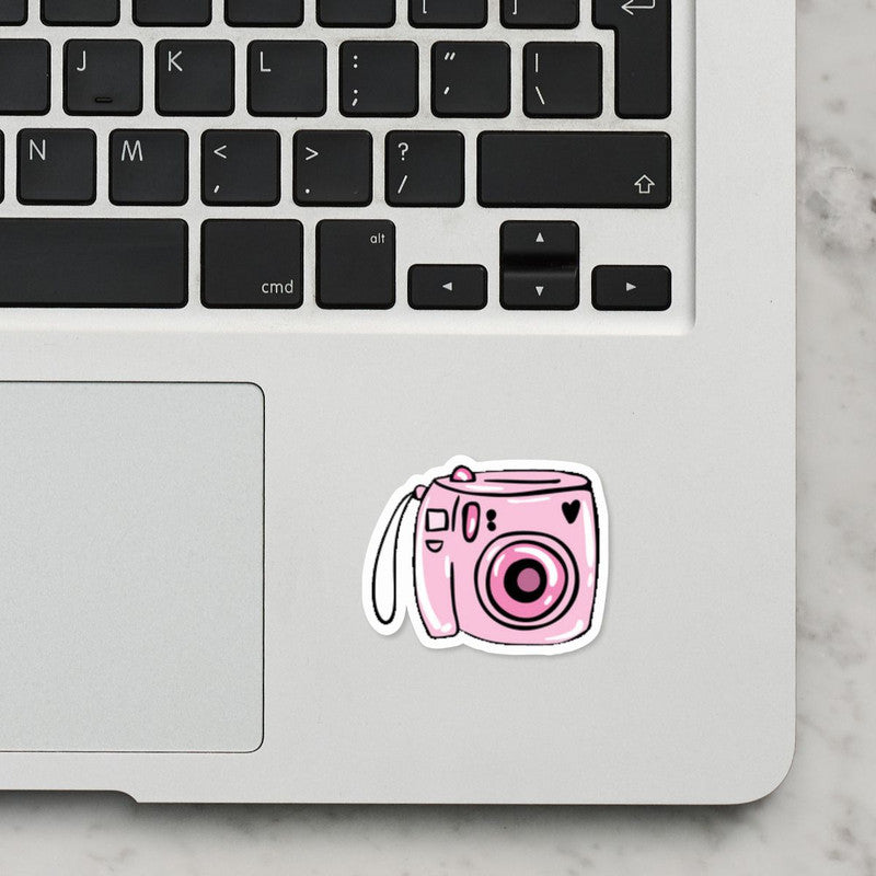 Pink Camera Laptop Sticker Secondary image
